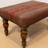 Medium Turkoman kilim covered stool - 295620