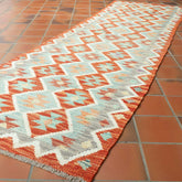 Handmade Afghan Kilim short runner - 309757