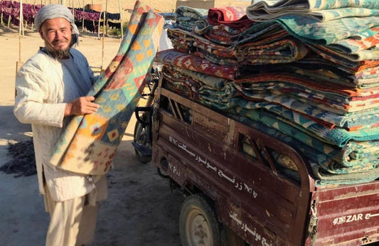 Afghan weaving is supported by Jennings Rugs