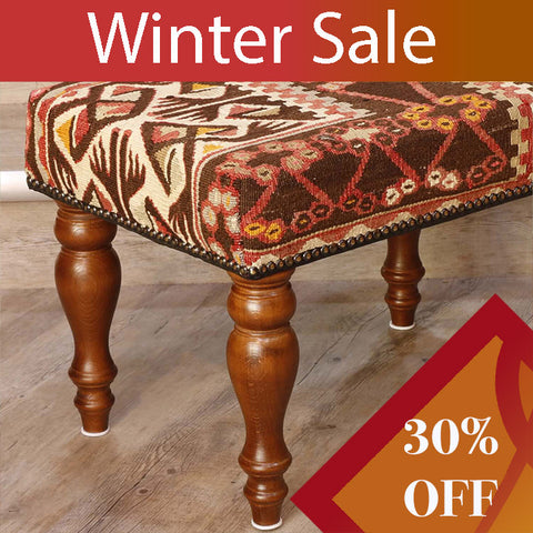 Medium Turkish kilim covered stool - WS296208