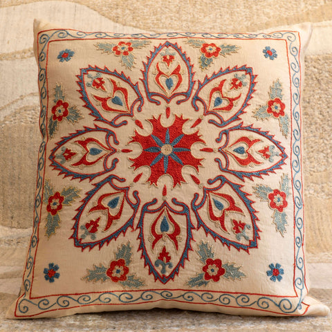 Handmade Uzbek Suzani Silk Cushion - 307746AF