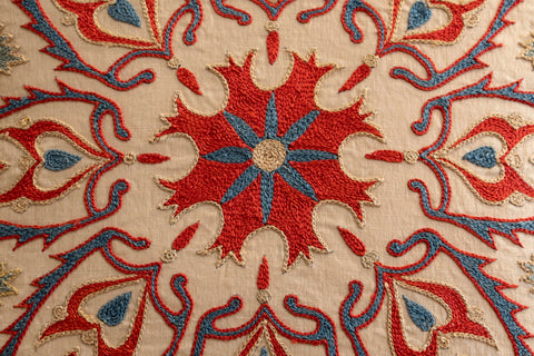 Handmade Uzbek Suzani Silk Cushion - 307746AF