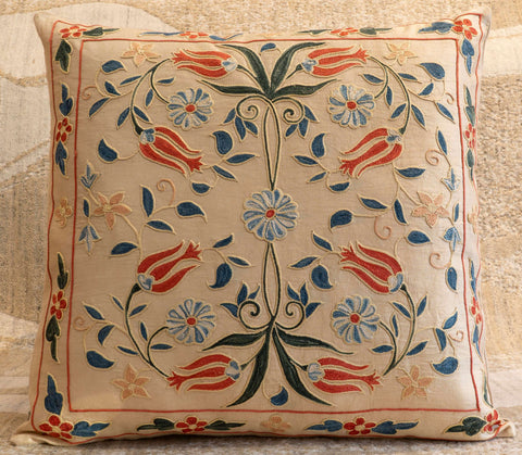 Handmade Uzbek Suzani Silk Cushion - 307746AG