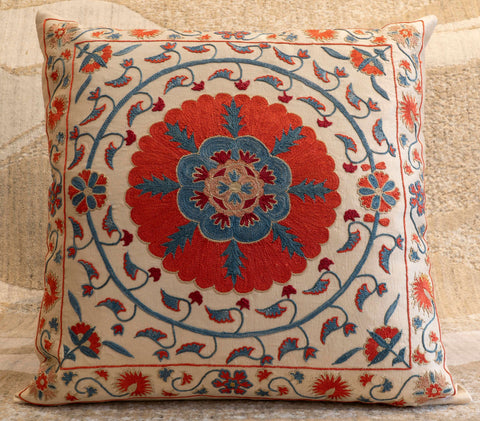 Handmade Uzbek Suzani Silk Cushion - 307746AI