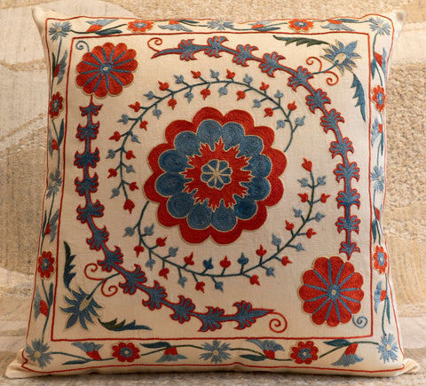 Handmade Uzbek Suzani Silk Cushion - 307746AL