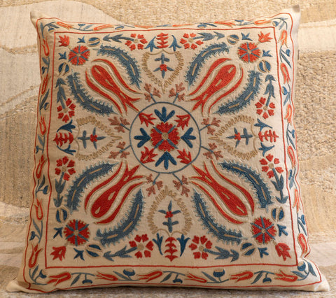 Handmade Uzbek Suzani Silk Cushion - 307746AM