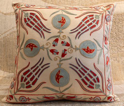 Handmade Uzbek Suzani Silk Cushion - 307746AO
