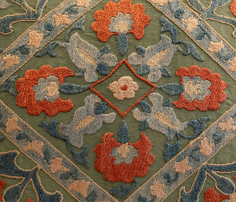 Handmade Uzbek Suzani Silk Cushion - 307746AQ