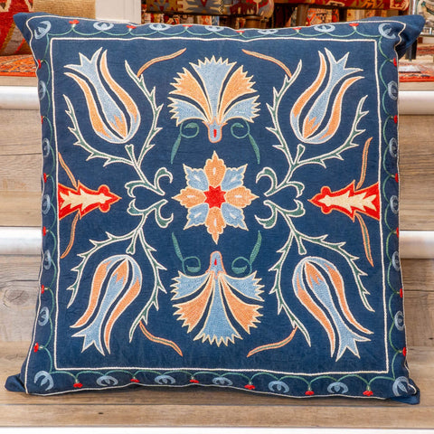 Handmade Uzbek Suzani Silk Cushion - 307746-BN