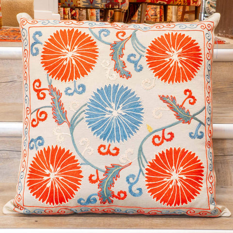 Handmade Uzbek Suzani Silk Cushion - 307746-BO