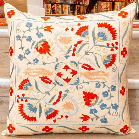 Handmade Uzbek Suzani Silk Cushion - 307746BV