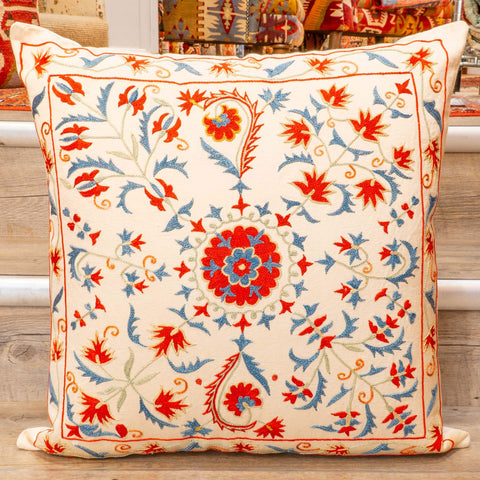 Handmade Uzbek Suzani Silk Cushion - 307746-CA