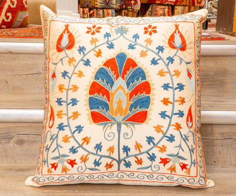 Handmade Uzbek Suzani Silk Cushion - 307746-CC