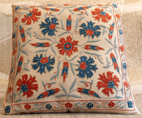 Handmade Uzbek Suzani Silk Cushion - 307746X