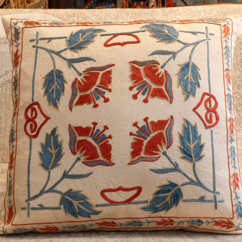 Handmade Uzbek Suzani Silk Cushion - 307746Y