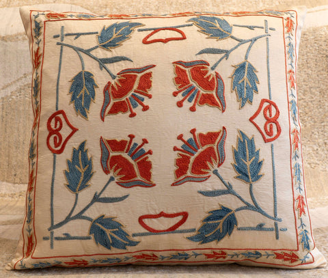 Handmade Uzbek Suzani Silk Cushion - 307746Y