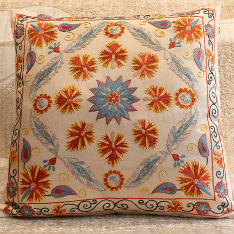 Handmade Uzbek Suzani Silk Cushion - 307746AZ