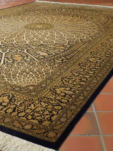 Handmade Oriental Qum silk on silk carpet - 308693