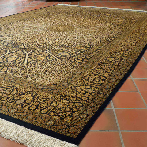 Handmade Oriental Qum silk on silk carpet - 308693