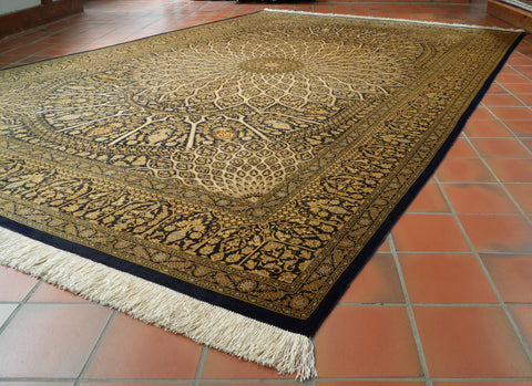 Handmade Oriental Qum silk on silk carpet - 308693