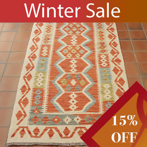 Handmade Afghan Kilim extra long runner - WS308919