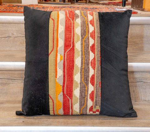 Medium contemporary classic Turkish kilim & velvet cushion - 309092-C