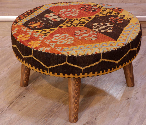 Turkish Kilim medium circular stool - 309319