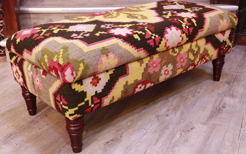 Moldavan Kilim covered ottoman - WS309324