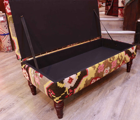 Moldavan Kilim covered ottoman - WS309324
