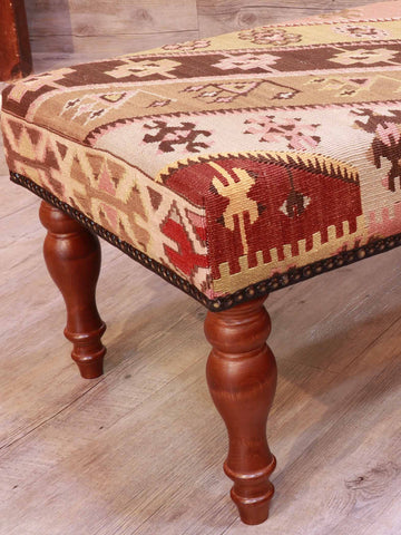 Turkish kilim covered bench stool - 309326