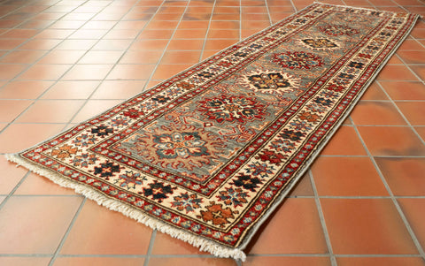Handmade fine Afghan Kazak short runner - 309453