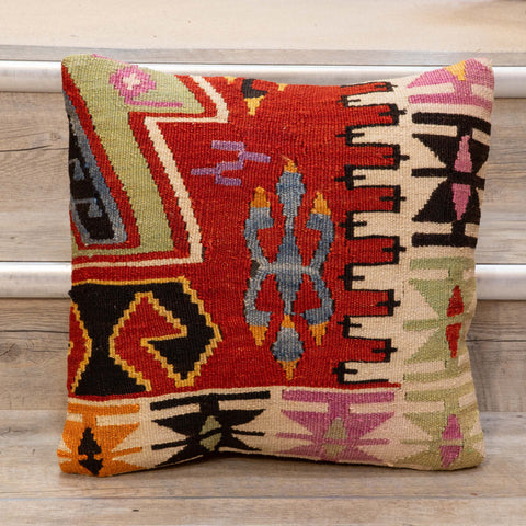Small Handmade Turkish kilim cushion - 309674-AF