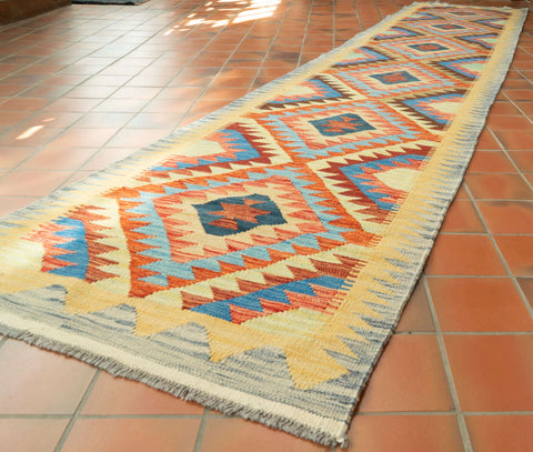 Handmade extra long Afghan Kilim runner - 309735