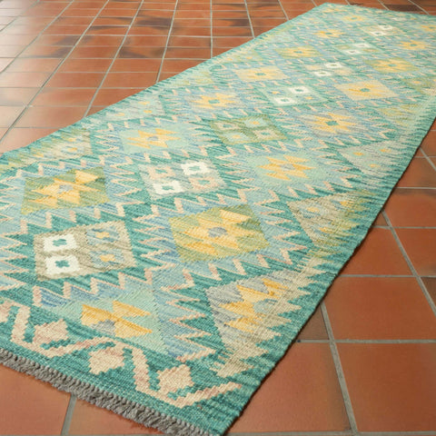 Handmade Afghan Kilim short runner - 309753