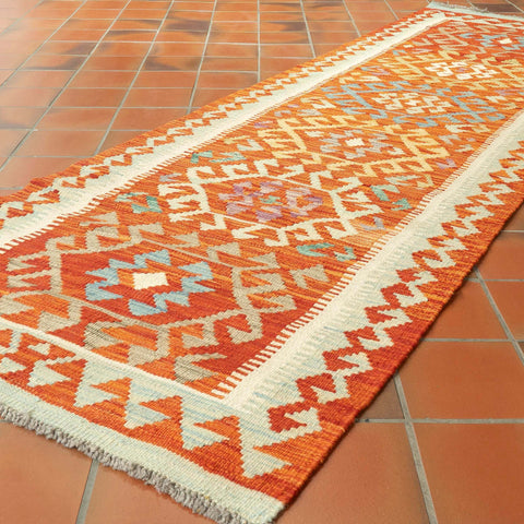 Handmade Afghan Kilim short runner - 309754