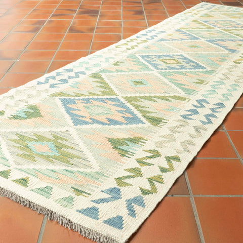 Handmade Afghan Kilim short runner - 309755