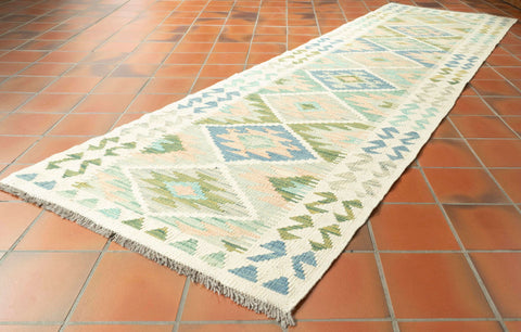 Handmade Afghan Kilim short runner - 309755