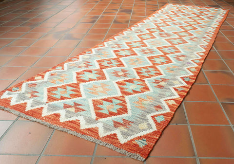 Handmade Afghan Kilim short runner - 309757