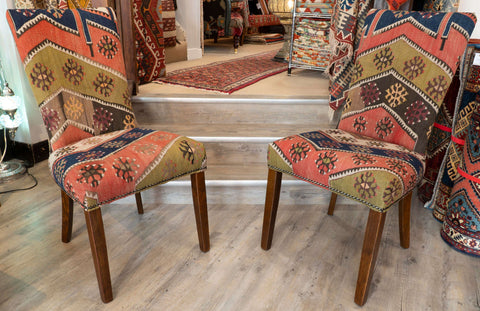 Handmade Turkish kilim Dining Chairs- 309801 pair B