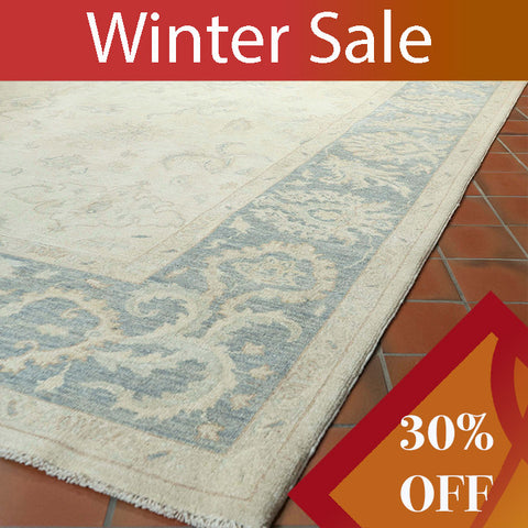 Handmade Afghan silverwash Ziegler carpet - WS309808