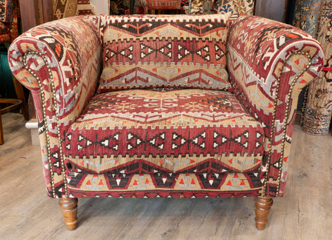 Handmade Turkish kilim Chesterfield Chair - WS309812