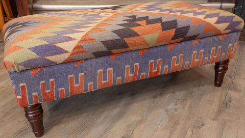 Turkish Kilim covered ottoman - 309828A