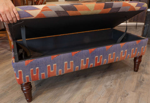 Turkish Kilim covered ottoman - 309828A