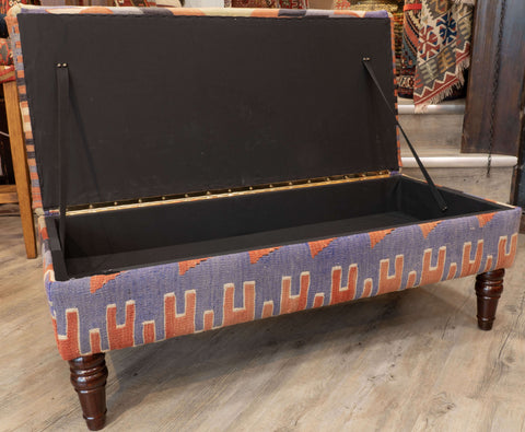 Turkish Kilim covered ottoman - 309828A