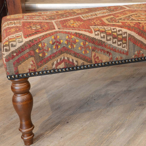 Turkish kilim covered bench stool - 309829a