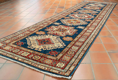 Handmade fine Afghan Kazak short runner - 309839