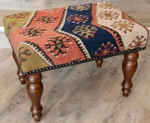 Medium Turkish kilim covered stool - 309840