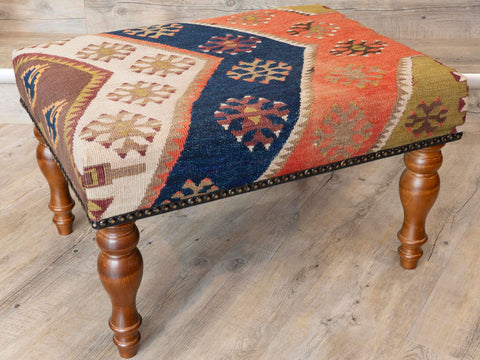 Medium Turkish kilim covered stool - 309841