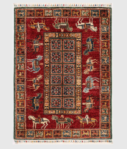 Handmade Afghan Pazyryk design rug - ENR309929