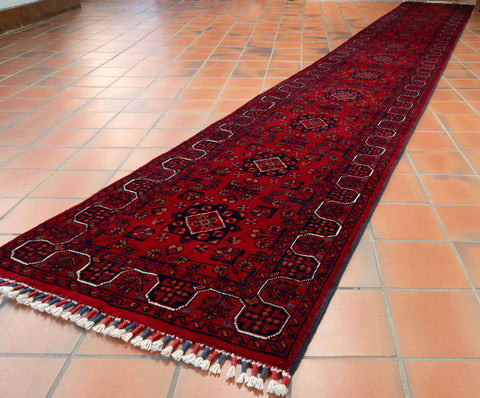 Handmade ine Afghan Kunduz extra long runner - 310344